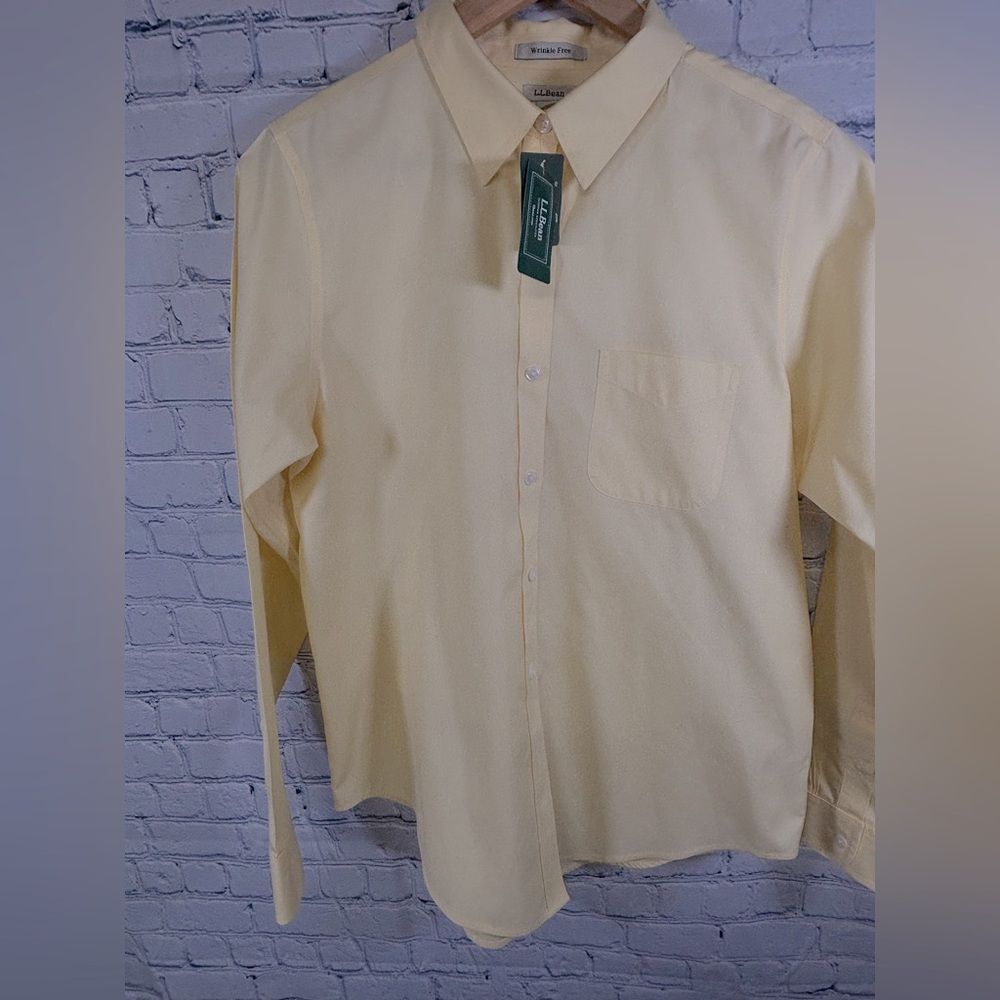 NWT LL Bean Yellow Wrinkle Resistant Classic Traditional Oxford Shirt Size M